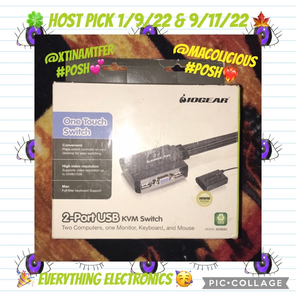 IOgear 2 port usb KVM switch new in box